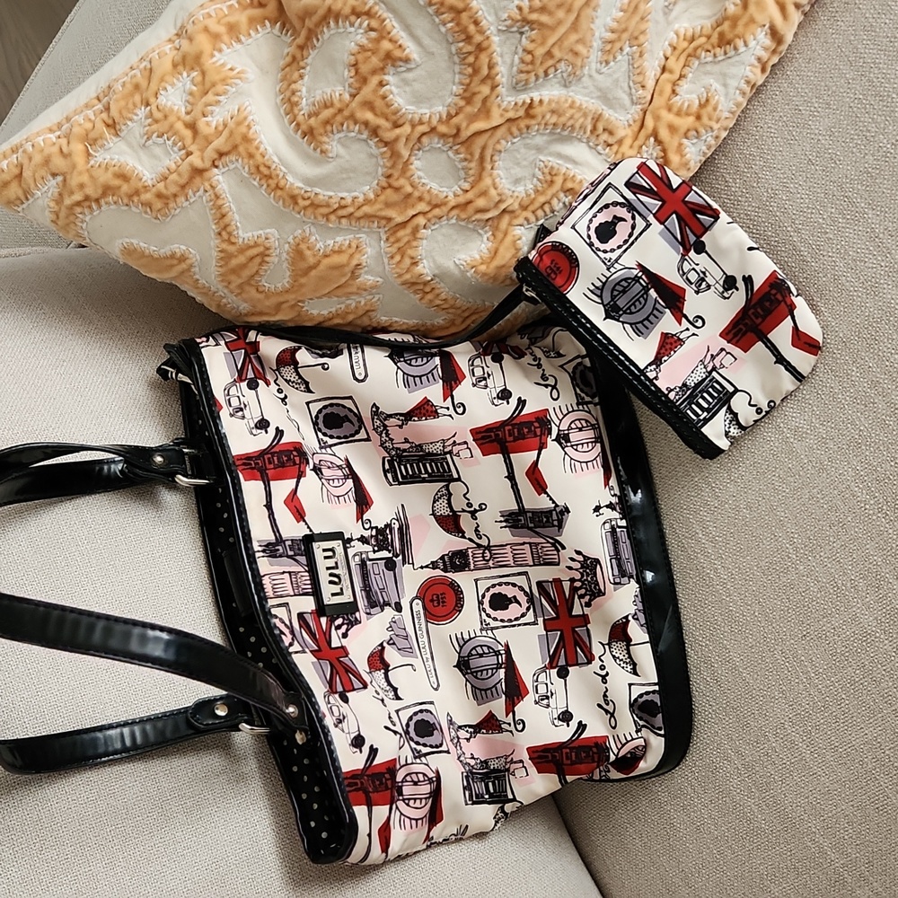 LuLu Guinness London Purse/ tote with attached mini case